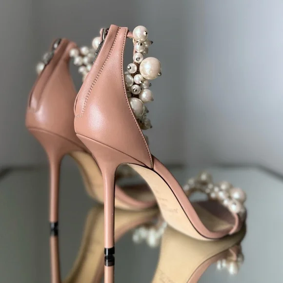 New JIMMY CHOO Maisel 100 pearl-embellished leather heeled sandals 36 $2,295 - Picture 6 of 12